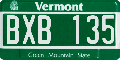 VT license plate BXB135