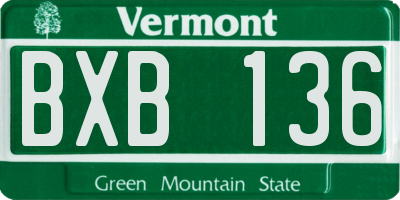 VT license plate BXB136