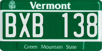 VT license plate BXB138