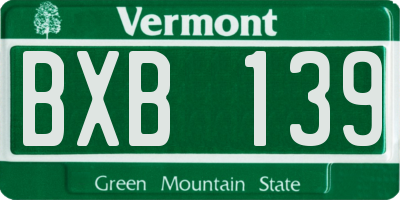 VT license plate BXB139