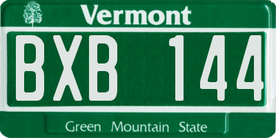 VT license plate BXB144