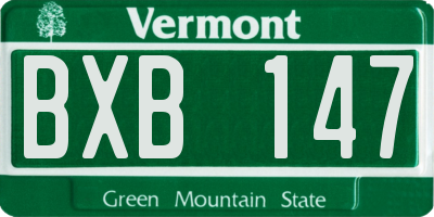 VT license plate BXB147