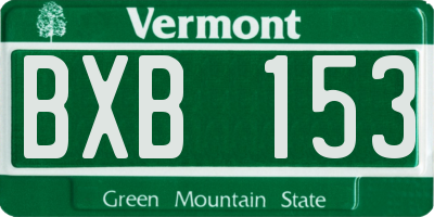 VT license plate BXB153