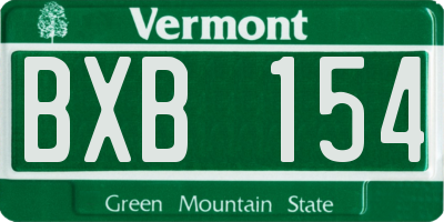 VT license plate BXB154