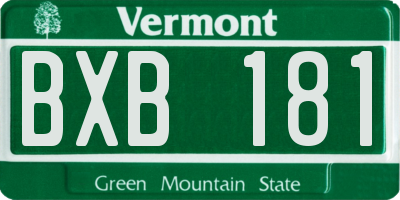 VT license plate BXB181