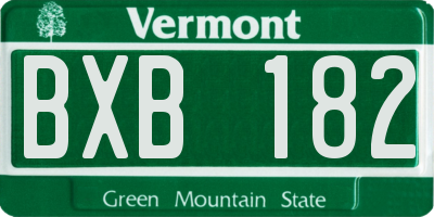 VT license plate BXB182