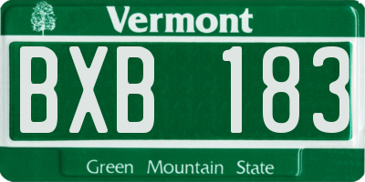 VT license plate BXB183