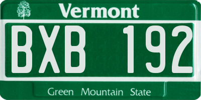 VT license plate BXB192