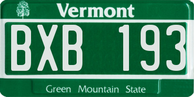 VT license plate BXB193