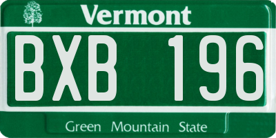 VT license plate BXB196