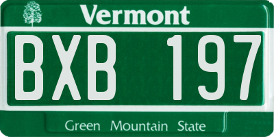 VT license plate BXB197