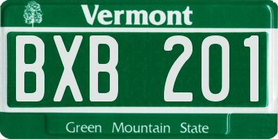 VT license plate BXB201