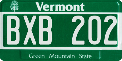 VT license plate BXB202