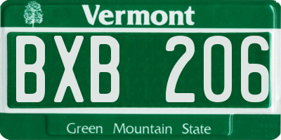 VT license plate BXB206
