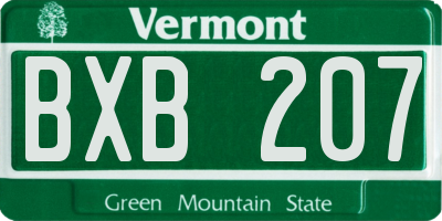 VT license plate BXB207
