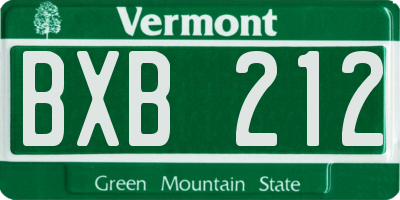 VT license plate BXB212