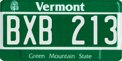 VT license plate BXB213
