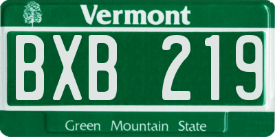 VT license plate BXB219