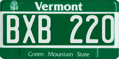 VT license plate BXB220