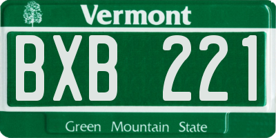 VT license plate BXB221
