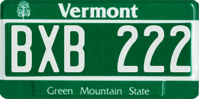 VT license plate BXB222