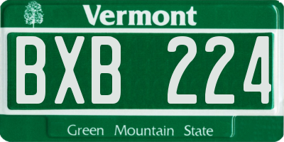 VT license plate BXB224