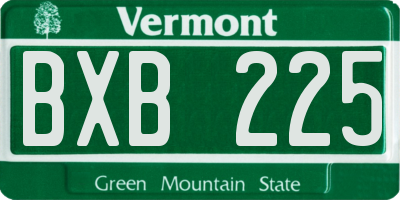 VT license plate BXB225