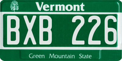 VT license plate BXB226