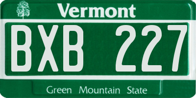 VT license plate BXB227