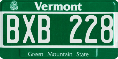 VT license plate BXB228