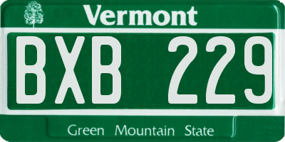 VT license plate BXB229