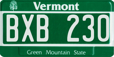 VT license plate BXB230