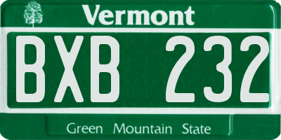 VT license plate BXB232