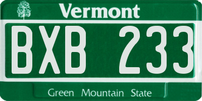 VT license plate BXB233