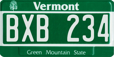 VT license plate BXB234