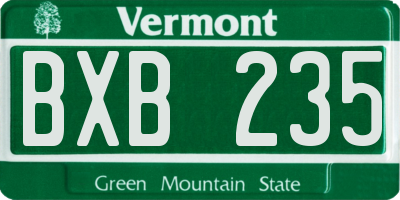 VT license plate BXB235