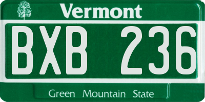 VT license plate BXB236