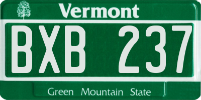 VT license plate BXB237