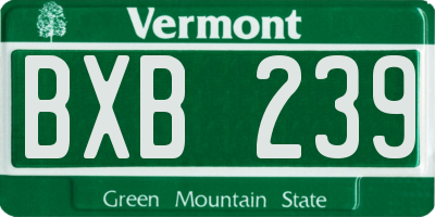 VT license plate BXB239