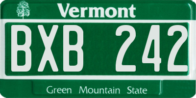VT license plate BXB242