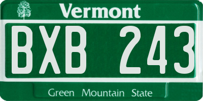 VT license plate BXB243