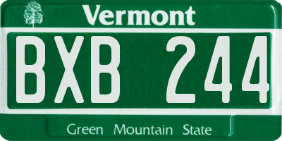 VT license plate BXB244