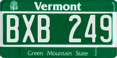 VT license plate BXB249