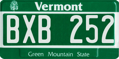 VT license plate BXB252