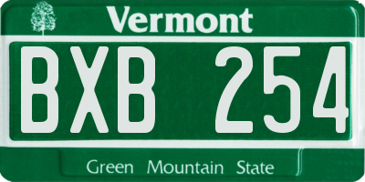 VT license plate BXB254