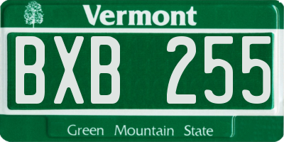 VT license plate BXB255