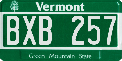 VT license plate BXB257
