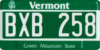 VT license plate BXB258