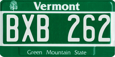 VT license plate BXB262