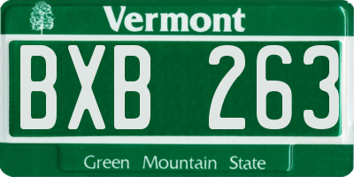 VT license plate BXB263